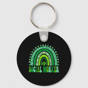 Social Worker St Patricks Day Cute Rainbow Social Key Ring