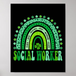 Social Worker St Patricks Day Cute Rainbow Social Poster