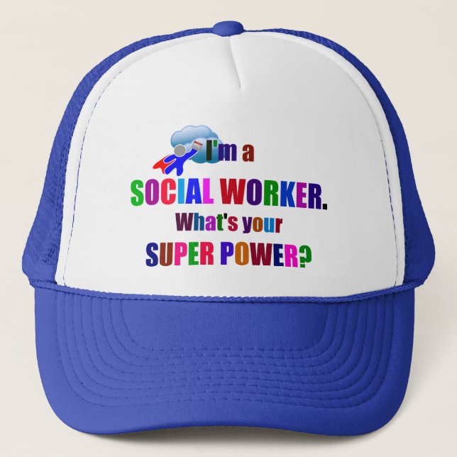Social Worker Superhero with Calendar Trucker Hat (Front)