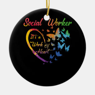 Social Worker Support It_s A Work of Heart Colorfu Ceramic Ornament