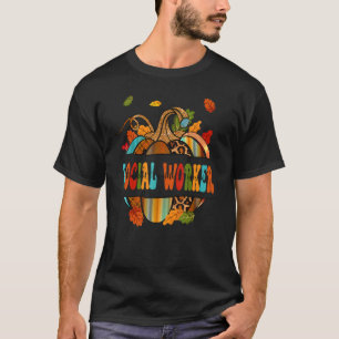 Social Worker Thankful Grateful Blessed Pumpkin Th T-Shirt