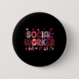 Social Worker Tools Valentine's Day Leopard Cute H 6 Cm Round Badge