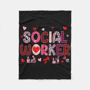 Social Worker Tools Valentine's Day Leopard Cute H Fleece Blanket