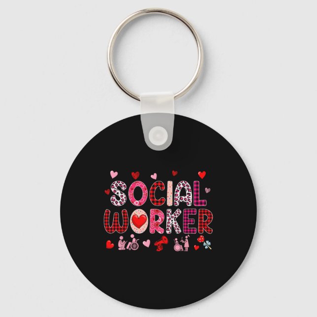 Social Worker Tools Valentine's Day Leopard Cute H Key Ring (Front)