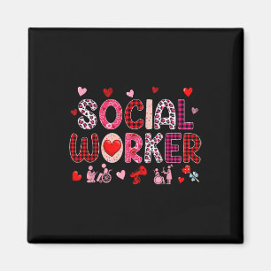 Social Worker Tools Valentine's Day Leopard Cute H Magnet