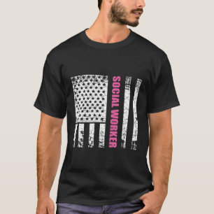 Social Worker Us Flag Usa Stars And Stripes T-Shirt