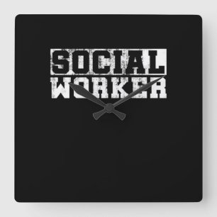 Social Worker Vintage Funny Job Title School Worke Square Wall Clock