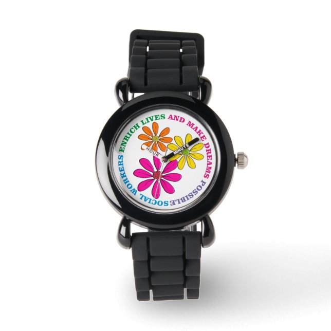 Social Worker Watch Artsy Flowers (Front)