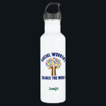 Social Workers Change the World Social Work Custom 710 Ml Water Bottle<br><div class="desc">Cool Social Workers Change the World inspirational water bottle gift. A cute motivational social work quote written around a beautiful tree of rainbow leaves.</div>