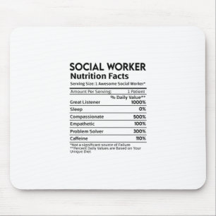 Social Workers Nutrition Facts Sticker Mouse Pad