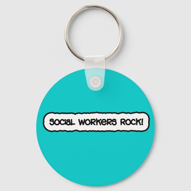 Social Workers Rock! Key Ring (Front)