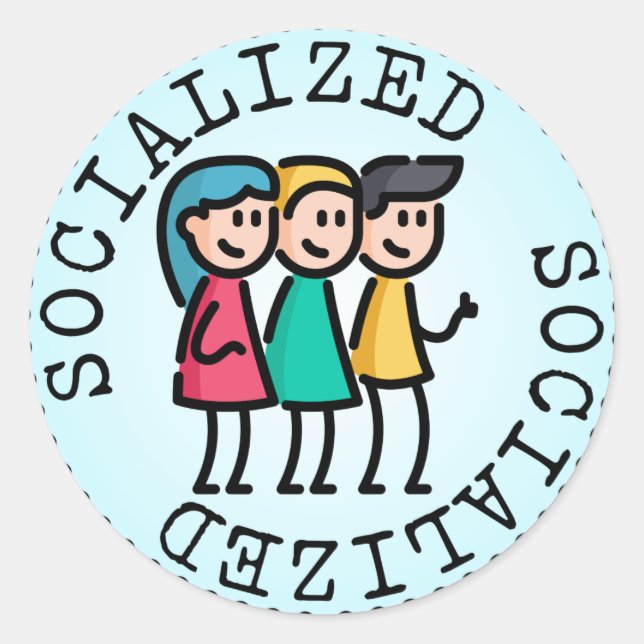 Socialised (Adulting Merit Badge) Classic Round Sticker (Front)