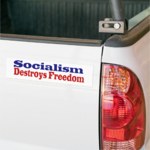 Socialism Destroys Freedom with red blue text Bumper Sticker