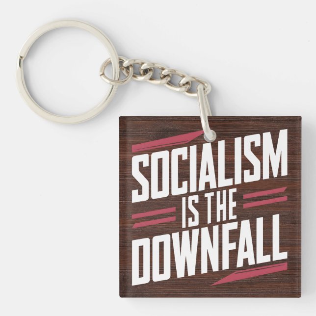 Socialism Is The Downfall and Capitalism Is Power Key Ring (Front)