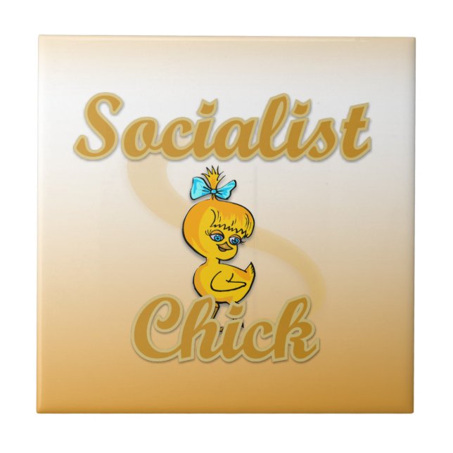 Socialist Chick Ceramic Tile (Front)