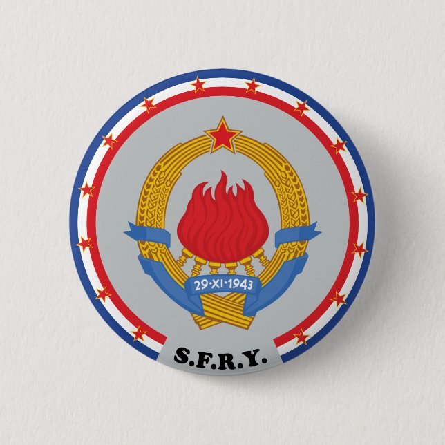 Socialist Federal Republic of Yugoslavia Emblem 6 Cm Round Badge (Front)