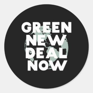 Socialist New Green Deal Now T Shirt Classic Round Sticker