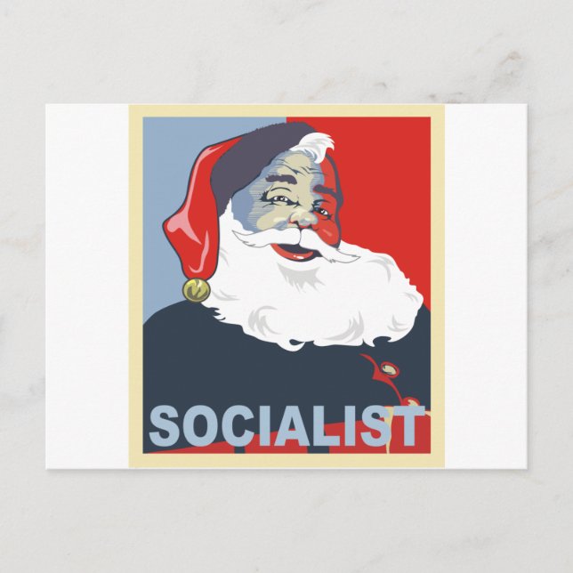 socialist santa holiday postcard (Front)