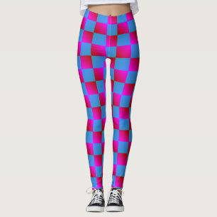 Socialite Blue and Pink Checks Pattern Leggings