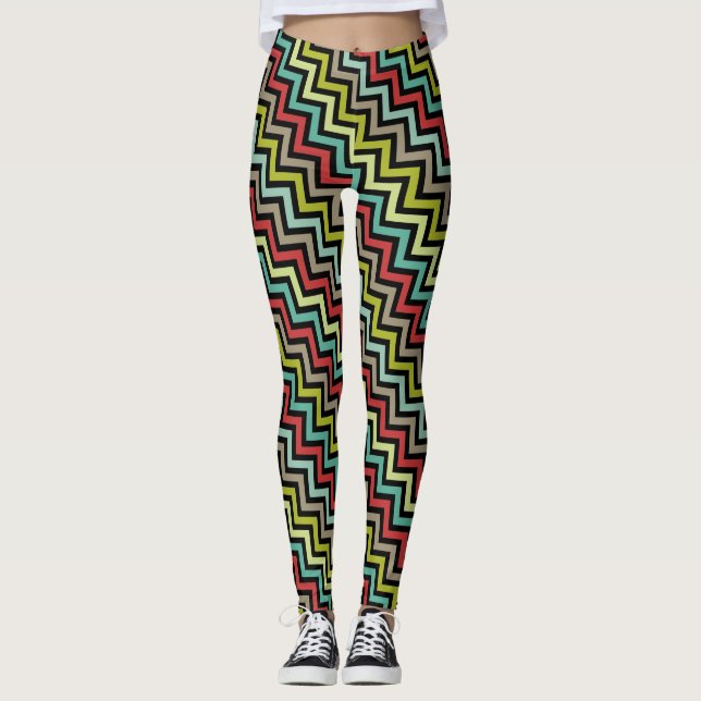 Socialite Colourful Chevron Pattern Leggings (Front)
