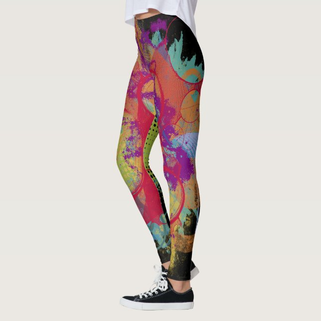 Socialite Colourful Grunge Splatter Leggings (Left)