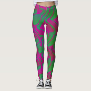 Socialite Oh My Green Pink Pattern Leggings