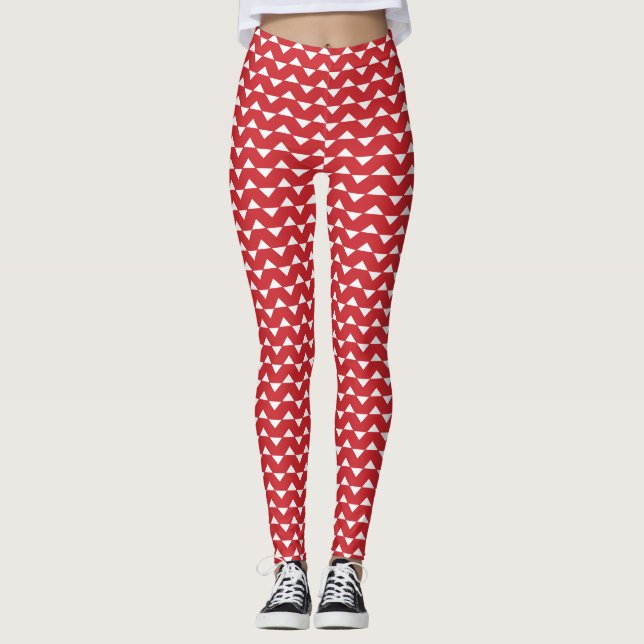 Socialite Red Zig Zag Pattern Leggings (Front)