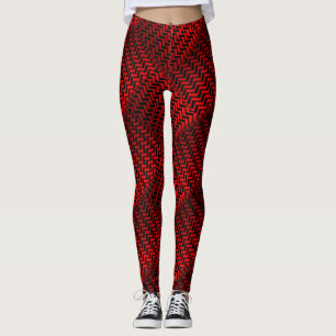 Socialite Wild Red Zig Zag Pattern Leggings