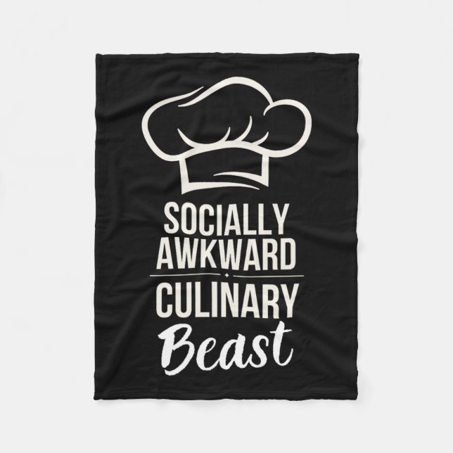Socially Awkward Culinary Beast Funny Cook Chef Ki Fleece Blanket (Front)