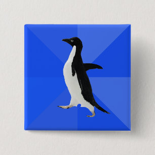 Socially Awkward Penguin ("Customise" to add text) 15 Cm Square Badge