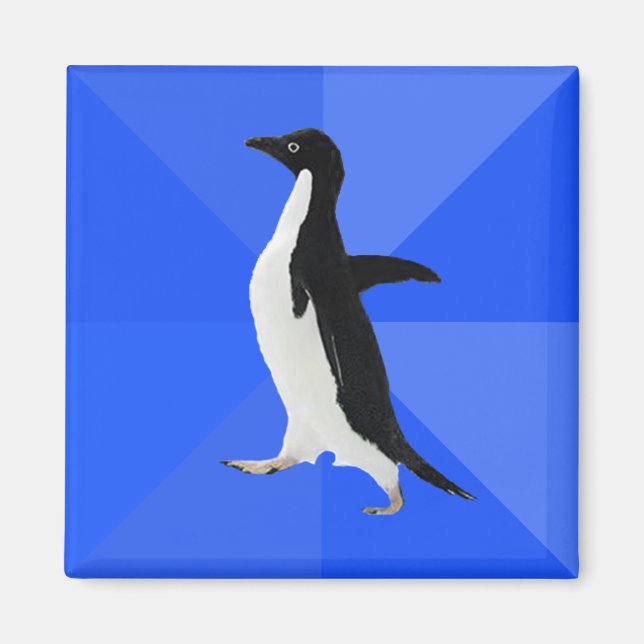 Socially Awkward Penguin ("Customise" to add text) Magnet (Front)