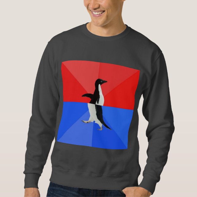 Socially Confused Penguin Advice Animal Meme Sweatshirt (Front)