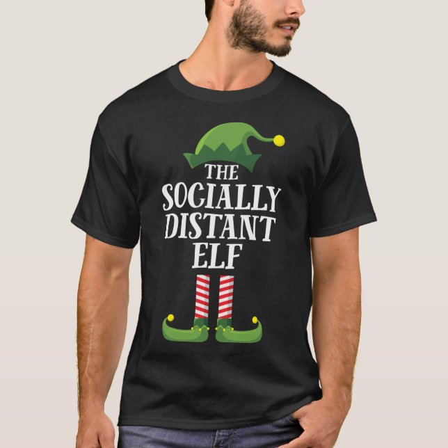 Socially Distant Elf Matching Family Group Christm T-Shirt (Front)