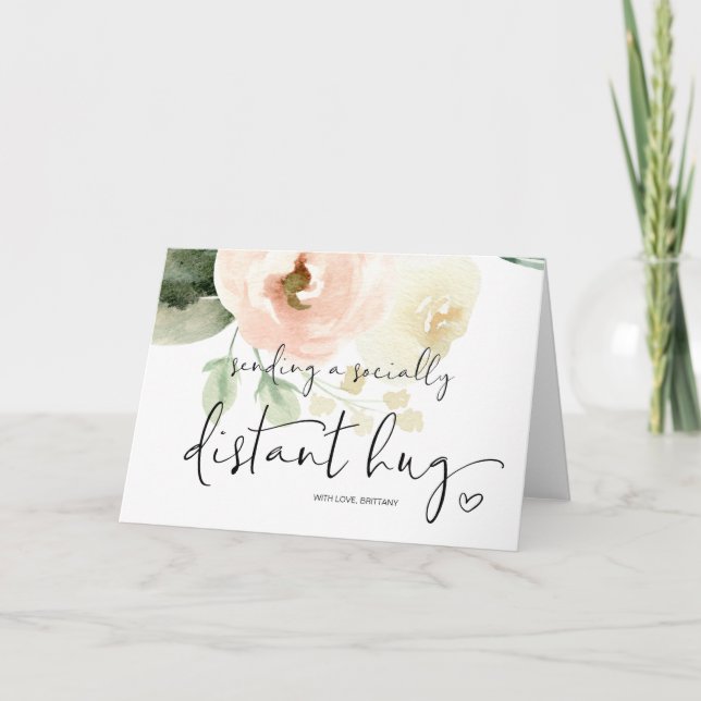Socially Distant Sending a Hug Quarantine Miss You Card (Front)