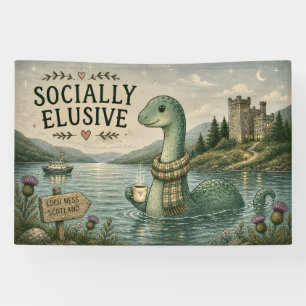 Socially Elusive Nessie Cosy Cryptid Loch Ness  Banner