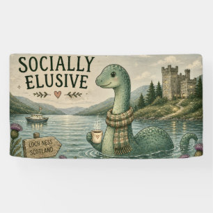 Socially Elusive Nessie Cosy Cryptid Loch Ness  Banner