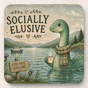 Socially Elusive Nessie Cosy Cryptid Loch Ness Coaster