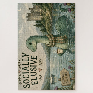 Socially Elusive Nessie Cosy Cryptid Loch Ness Jigsaw Puzzle
