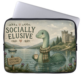 Socially Elusive Nessie Cosy Cryptid Loch Ness Laptop Sleeve