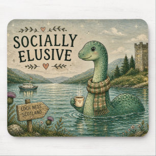 Socially Elusive Nessie Cosy Cryptid Loch Ness Mouse Pad