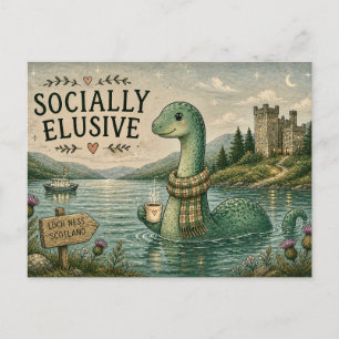 Socially Elusive Nessie Cosy Cryptid Loch Ness Postcard