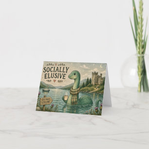 Socially Elusive Nessie Cosy Cryptid Loch Ness  Thank You Card