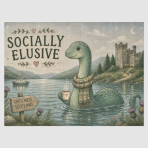 Socially Elusive Nessie Cosy Cryptid Loch Ness  Tissue Paper