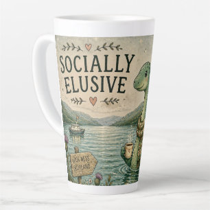 Socially Elusive Nessie Cozy Cryptid Loch Ness  Latte Mug