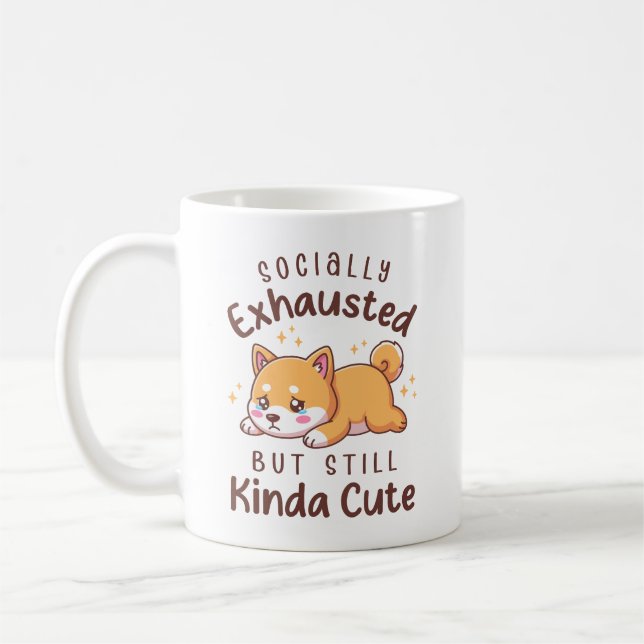 Socially Exhausted But Still Cute - Shiba Inu Coffee Mug (Left)