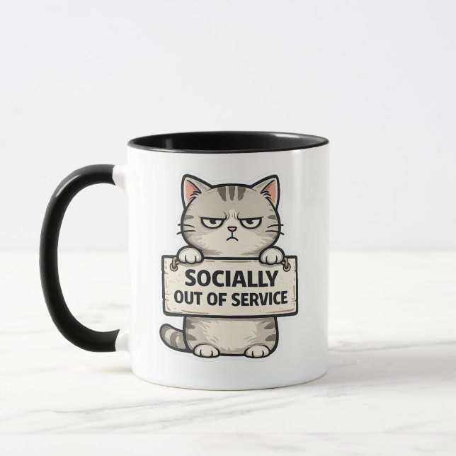 Socially Out of Service Grumpy Cat Design Mug (Left)