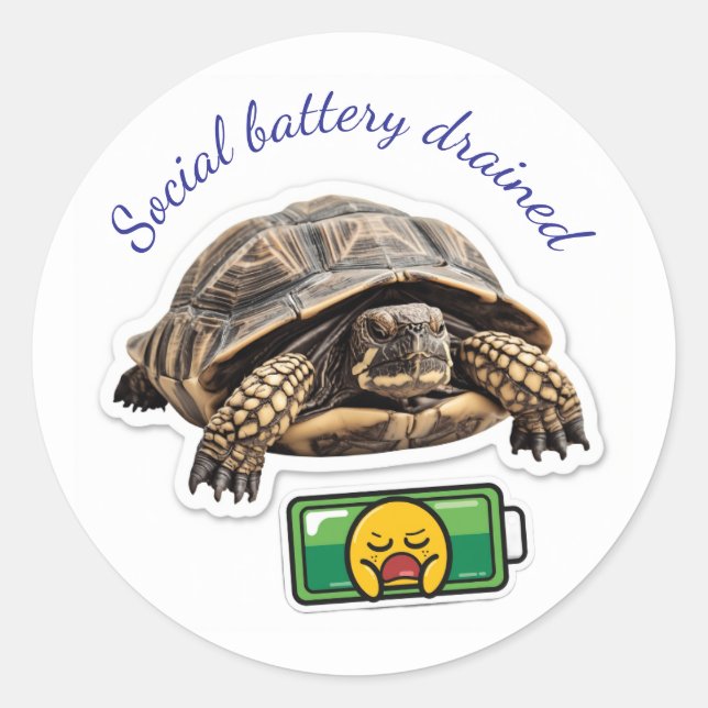 Socially tired classic round sticker (Front)