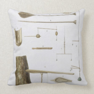 Society Islands: pangas, fishing hooks and other t Cushion