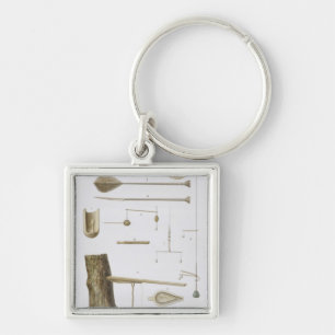 Society Islands: pangas, fishing hooks and other t Key Ring
