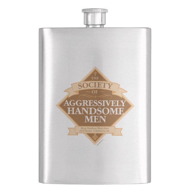 Society of Aggressively Handsome Men Hip Flask (Front)